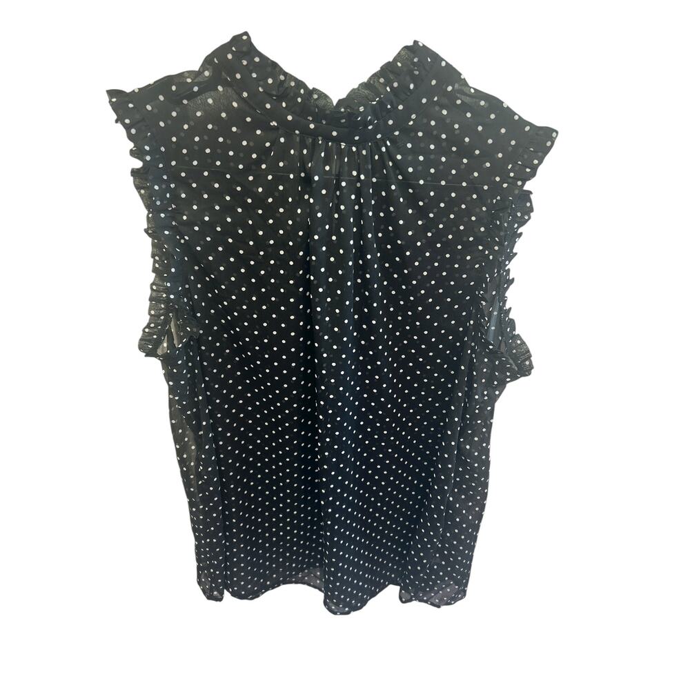 Women’s Ruffle-Trim Chiffon Blouse in Polka Dot - Picture 6 of 13